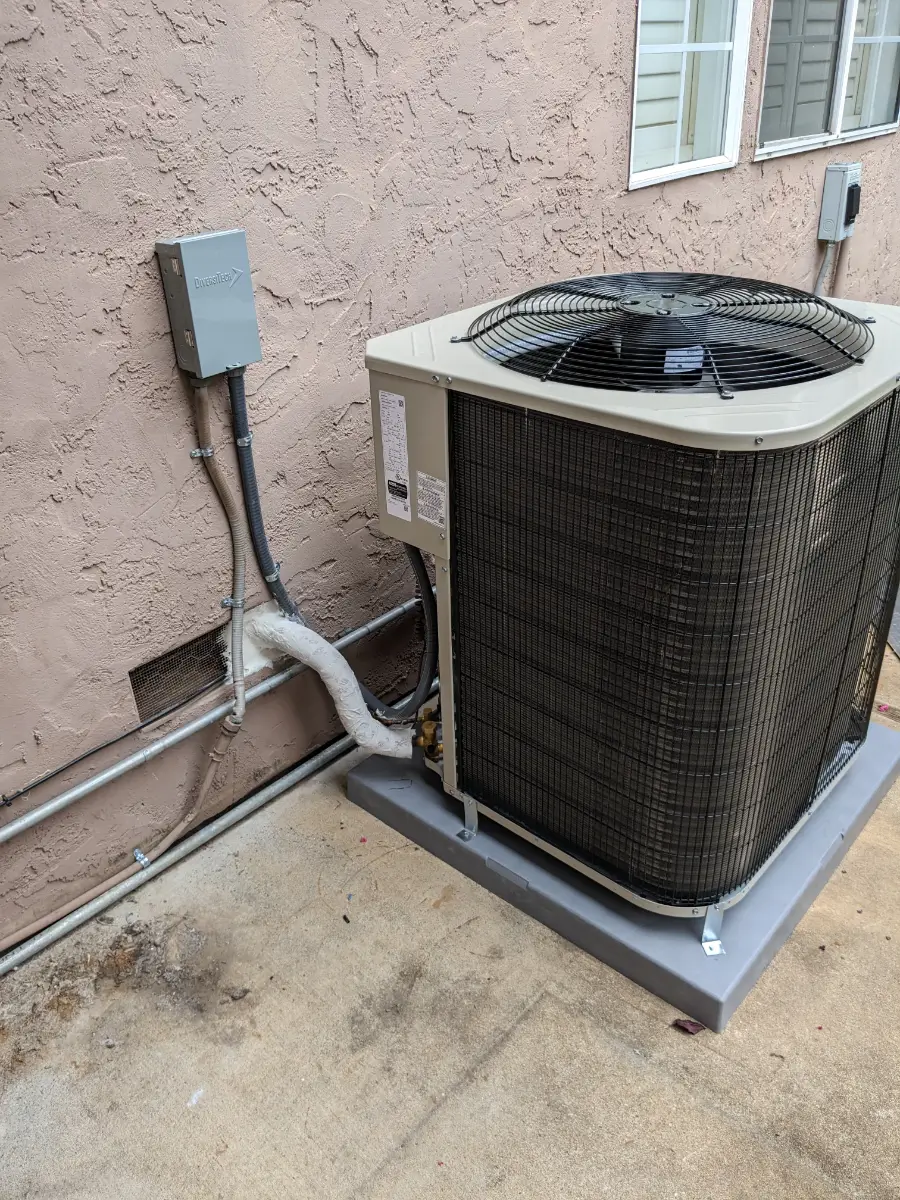 A picture of an air conditioner unit outside.