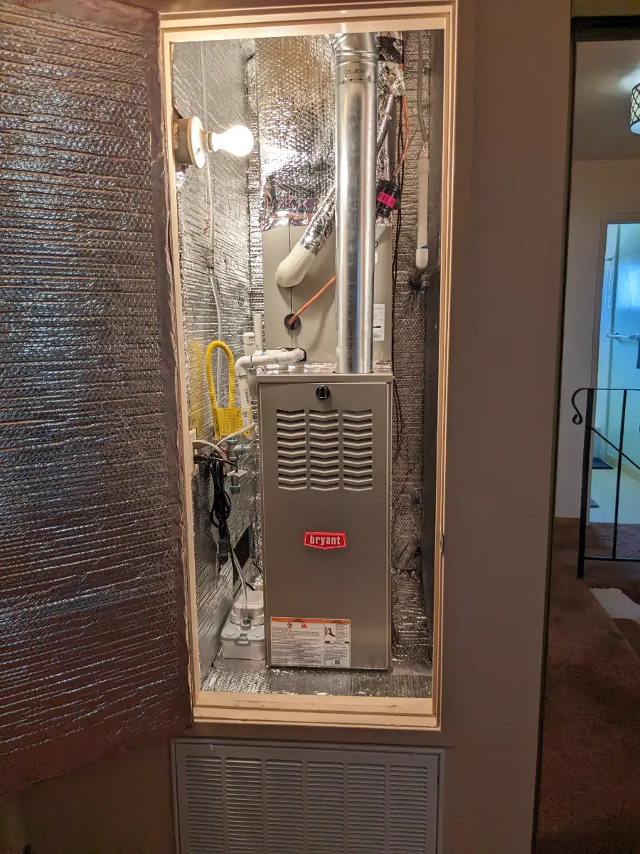 A view of the inside of an air handler.